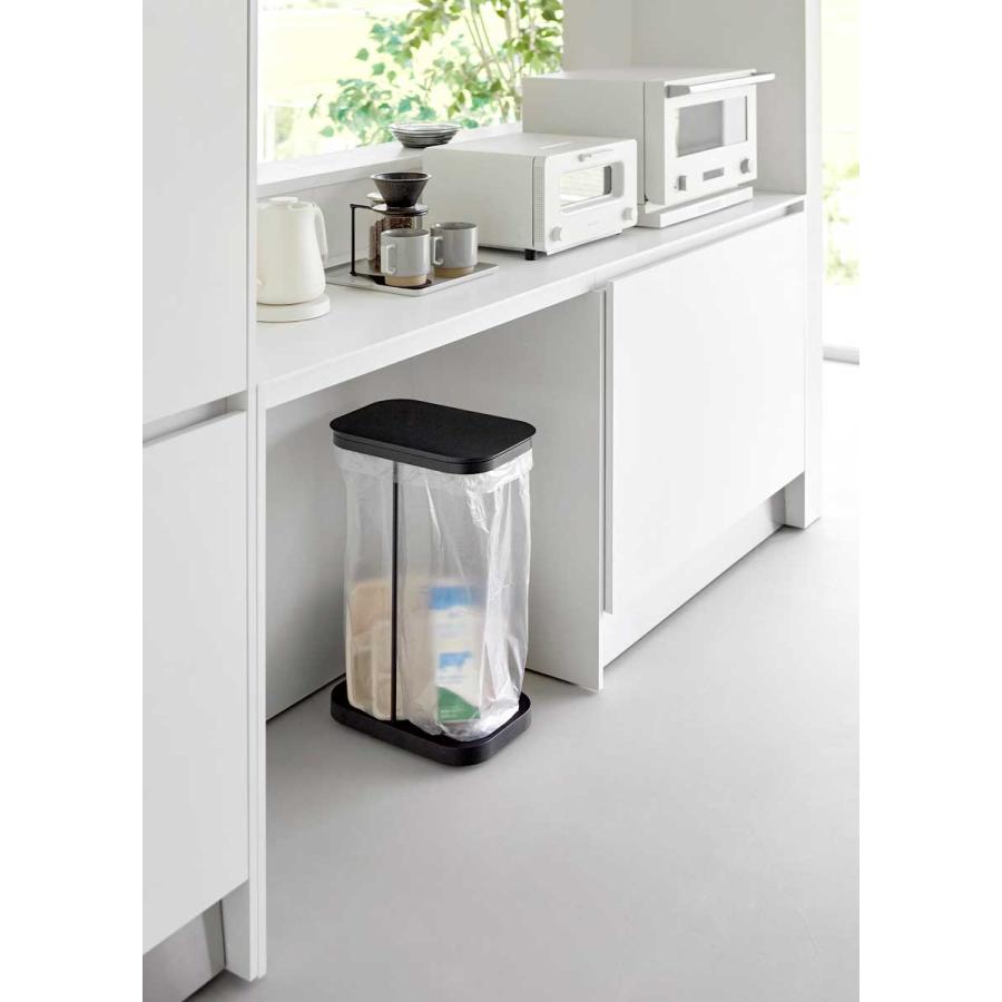 ゴミ箱 山崎実業 LUCE ルーチェ キャスター付き横開き分別ゴミ袋ホルダー ダストボックス ごみ箱  10568 ブラック | 山崎実業 | 02