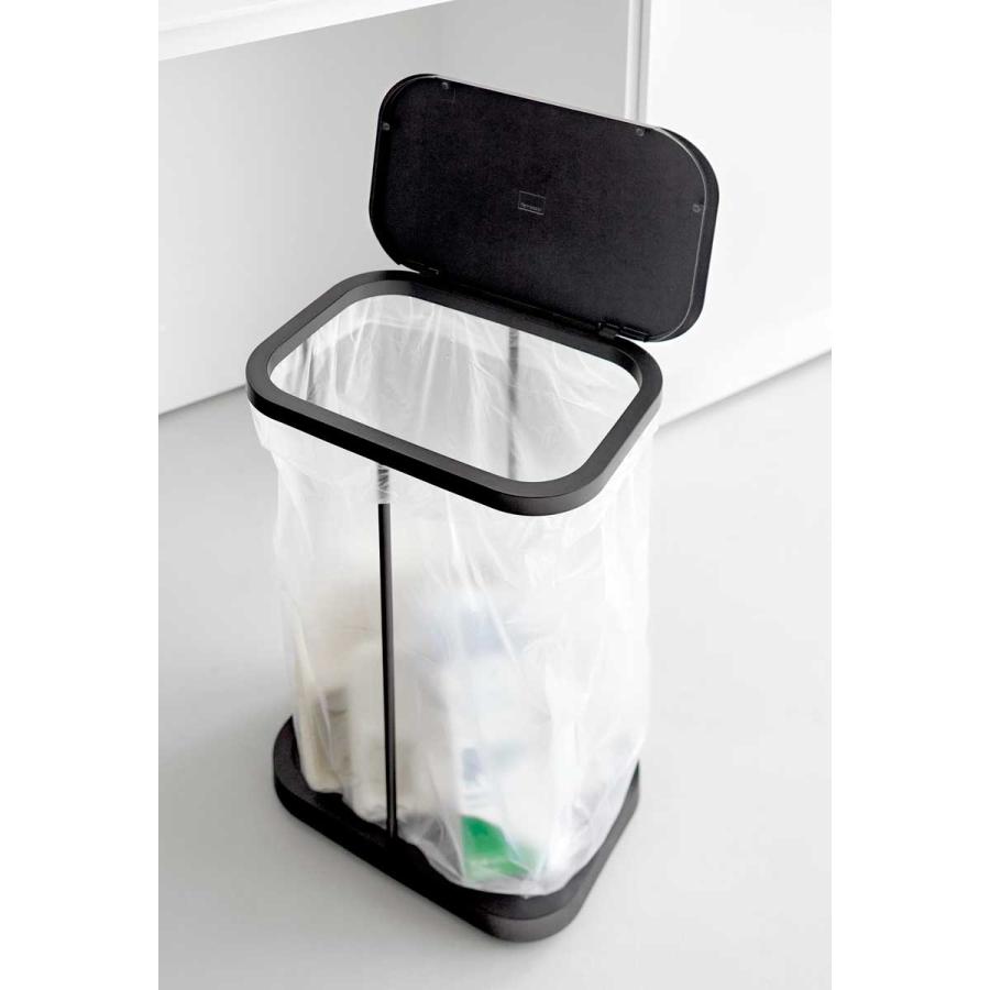 ゴミ箱 山崎実業 LUCE ルーチェ キャスター付き横開き分別ゴミ袋ホルダー ダストボックス ごみ箱  10568 ブラック | 山崎実業 | 03