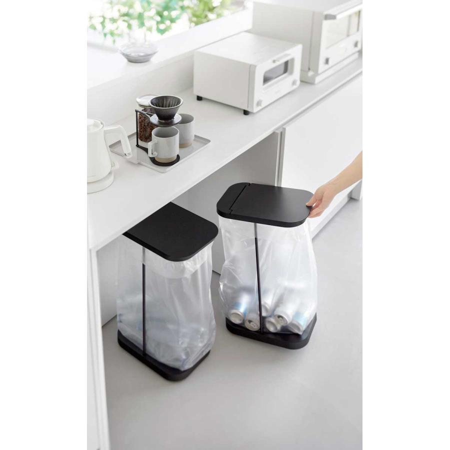 ゴミ箱 山崎実業 LUCE ルーチェ キャスター付き分別ゴミ袋ホルダー ダストボックス ごみ箱  10566 ブラック | 山崎実業 | 03