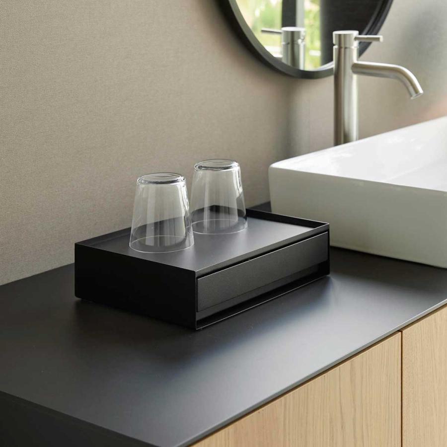 洗面台収納 山崎実業 正規品 tower タワー トレー付きアメニティ引き出し収納 洗面所 サニタリー  10712 ブラック | tower