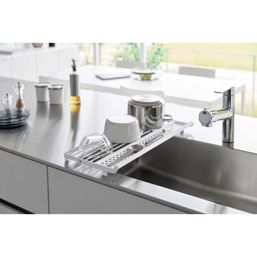 水切りかご 山崎実業 正規品 tower タワー シンク上スリム水切りラック シリコーントレー付き  水切りカゴ 水切りラック  10581 ホワイト | tower | 03