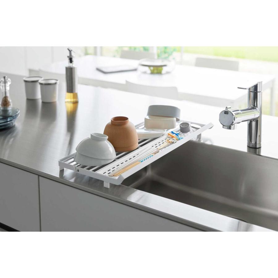 水切りかご 山崎実業 正規品 tower タワー シンク上スリム水切りラック シリコーントレー付き  水切りカゴ 水切りラック  10581 ホワイト | tower | 04