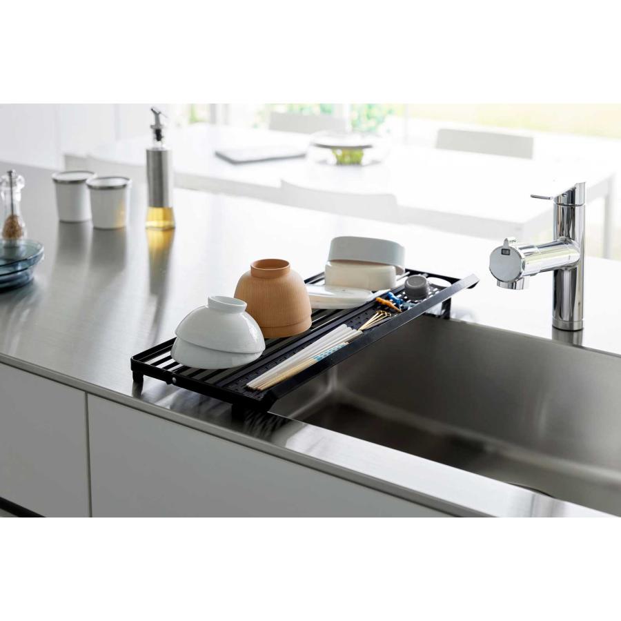 水切りかご 山崎実業 正規品 tower タワー シンク上スリム水切りラック シリコーントレー付き  水切りカゴ 水切りラック  10582 ブラック | tower | 04