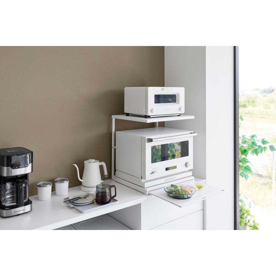 キッチン家電ラック 山崎実業 正規品 tower タワー スライドテーブル付きキッチン家電下ラック 2段 電子レンジ トースター  10652 ホワイト | tower | 02