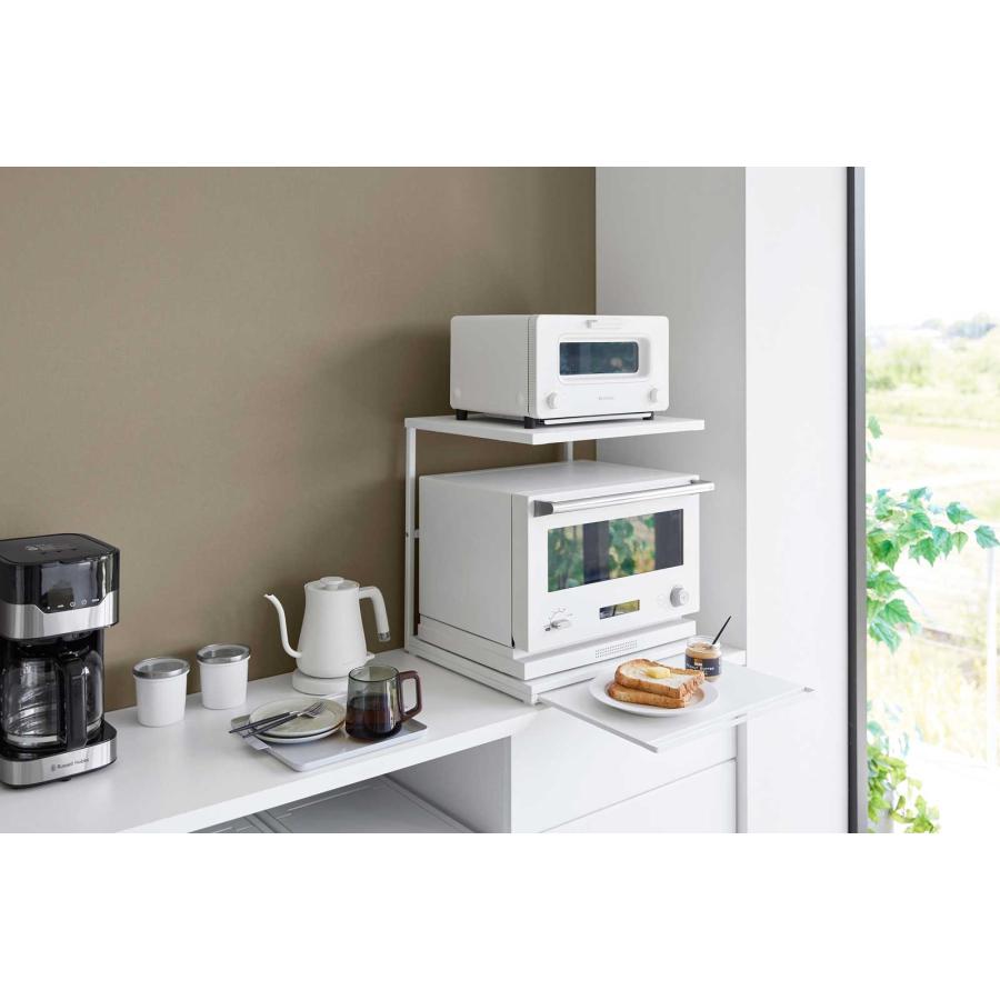 キッチン家電ラック 山崎実業 正規品 tower タワー スライドテーブル付きキッチン家電下ラック 2段 電子レンジ トースター  10652 ホワイト | tower | 03