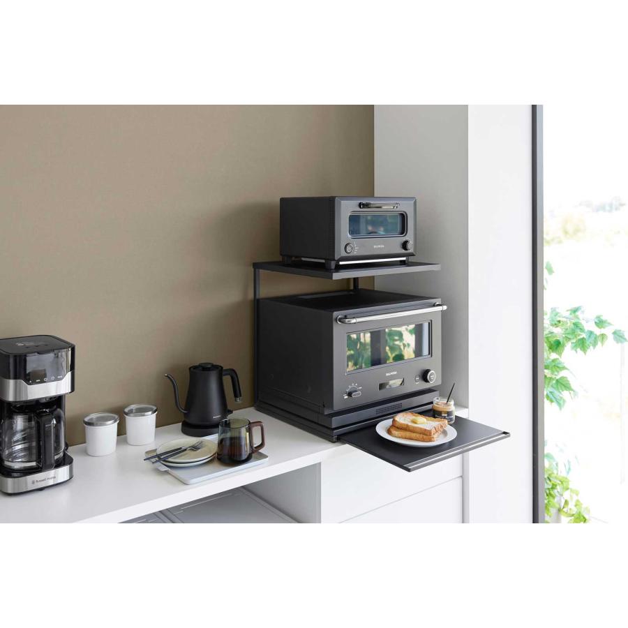 キッチン家電ラック 山崎実業 正規品 tower タワー スライドテーブル付きキッチン家電下ラック 2段 電子レンジ トースター  10653 ブラック | tower | 03