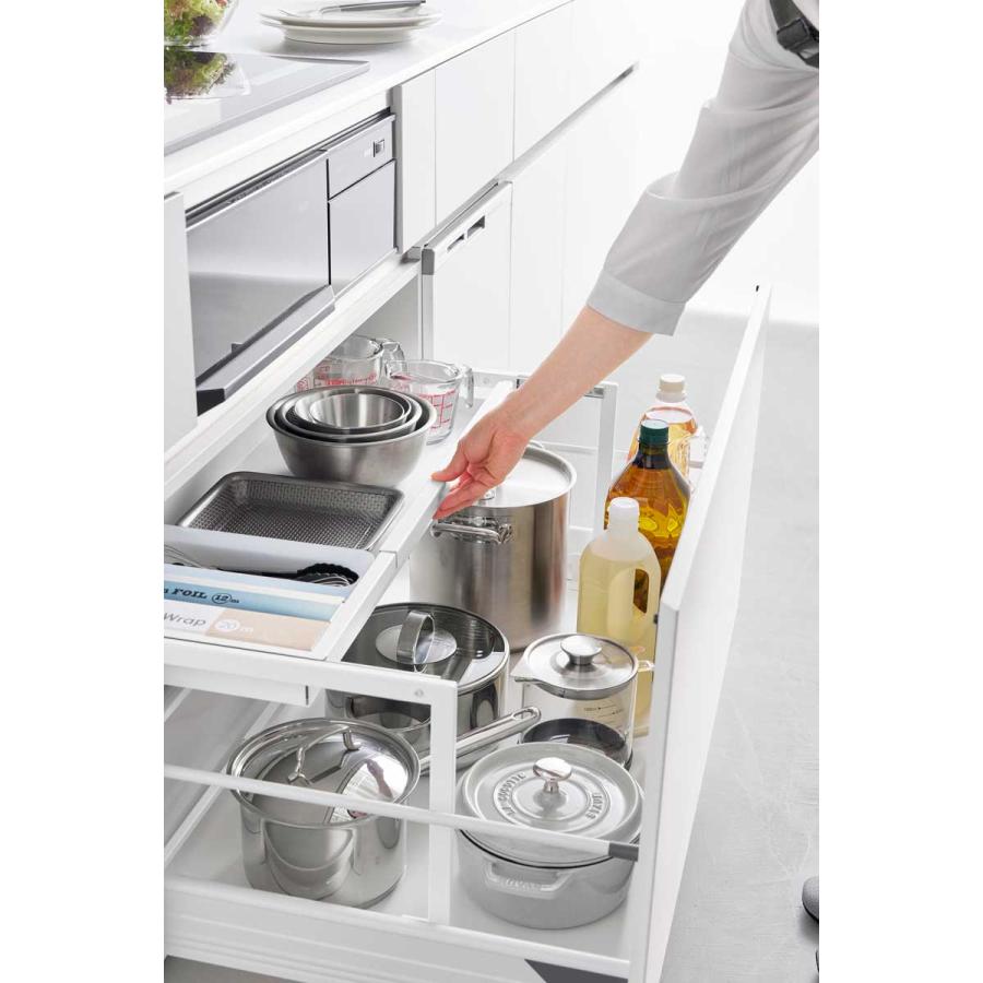 シンク下収納 山崎実業 正規品 tower タワー シンク下引き出し幅伸縮スライドラック D30 シンク下ラック キッチン収納  10356 ホワイト | tower | 05