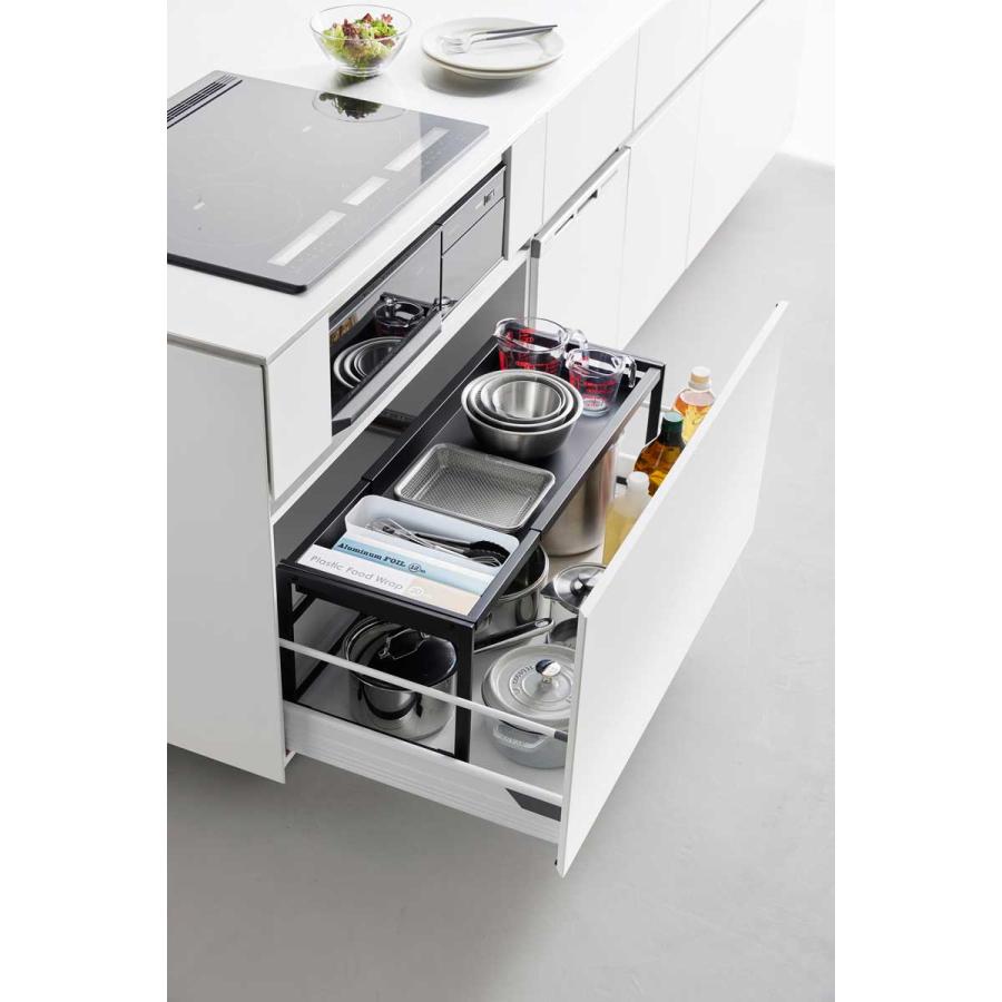 シンク下収納 山崎実業 正規品 tower タワー シンク下引き出し幅伸縮スライドラック D30 シンク下ラック キッチン収納  10357 ブラック | tower | 03