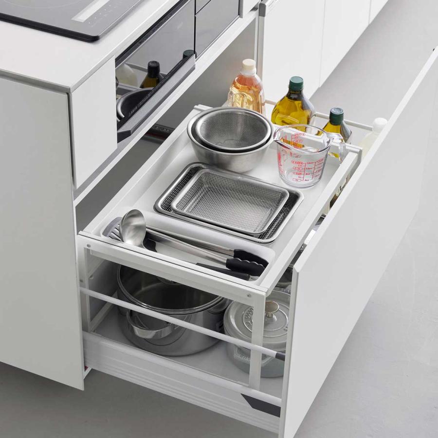 シンク下収納 山崎実業 正規品 tower タワー シンク下引き出し幅伸縮スライドラック D40 シンク下ラック キッチン収納  10358 ホワイト | tower