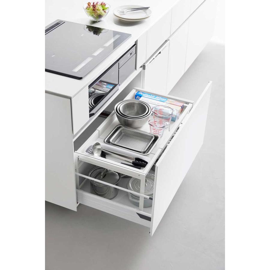 シンク下収納 山崎実業 正規品 tower タワー シンク下引き出し幅伸縮スライドラック D40 シンク下ラック キッチン収納  10358 ホワイト | tower | 03