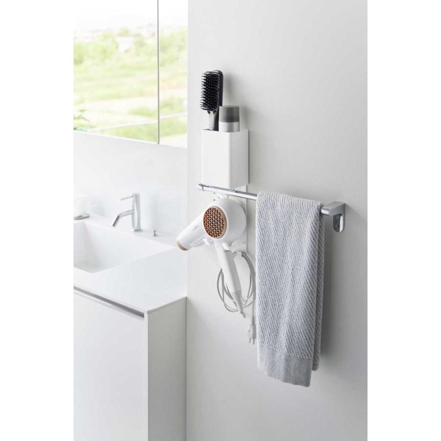 ドライヤーホルダー 山崎実業 正規品 tower タワー タオル掛け上ドライヤー&ヘアーアイロンホルダー ドライヤー収納ラック  10545 ホワイト | tower | 03