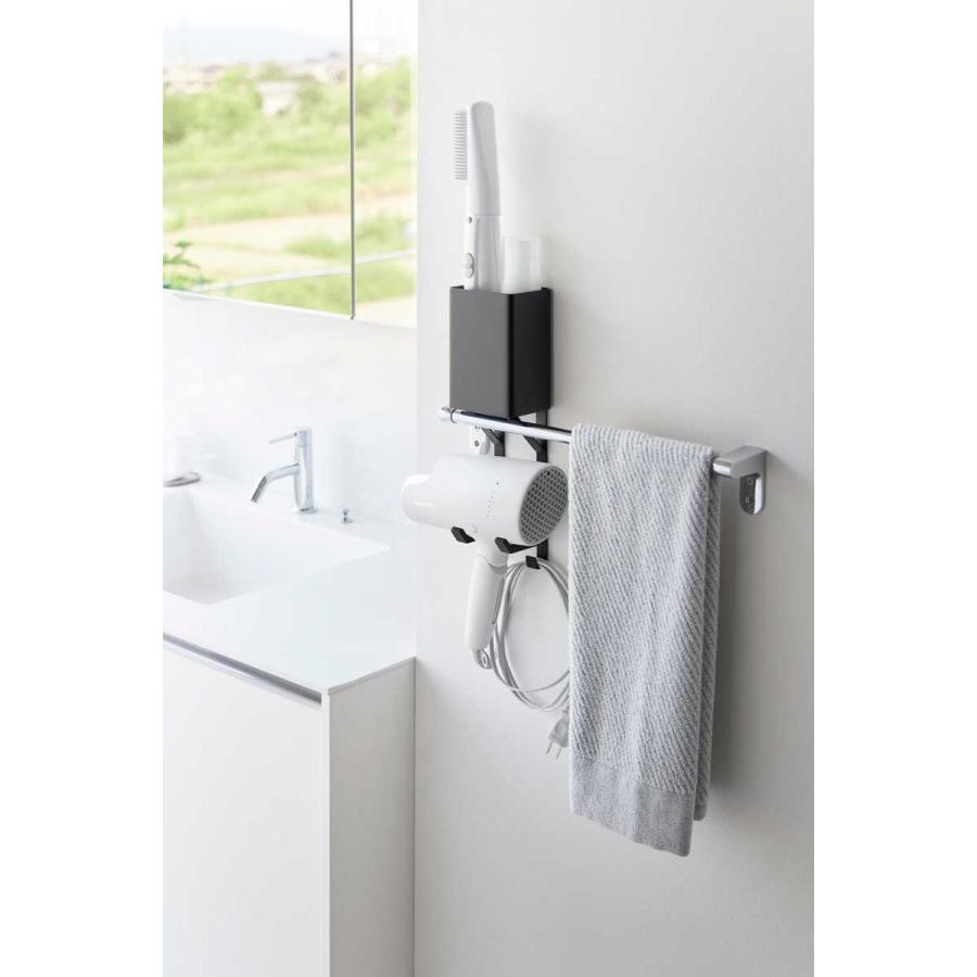 ドライヤーホルダー 山崎実業 正規品 tower タワー タオル掛け上ドライヤー&ヘアーアイロンホルダー ドライヤー収納ラック  10546 ブラック | tower | 02