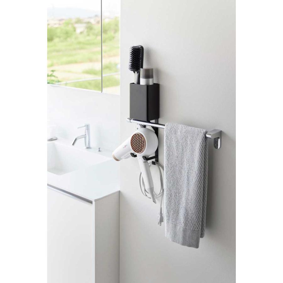 ドライヤーホルダー 山崎実業 正規品 tower タワー タオル掛け上ドライヤー&ヘアーアイロンホルダー ドライヤー収納ラック  10546 ブラック | tower | 03