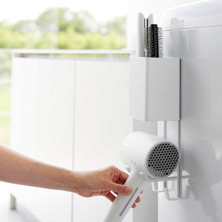 ドライヤーホルダー 山崎実業 正規品 tower タワー マグネットドライヤー&ヘアーアイロンホルダー ドライヤー収納ラック  10547 ホワイト | tower