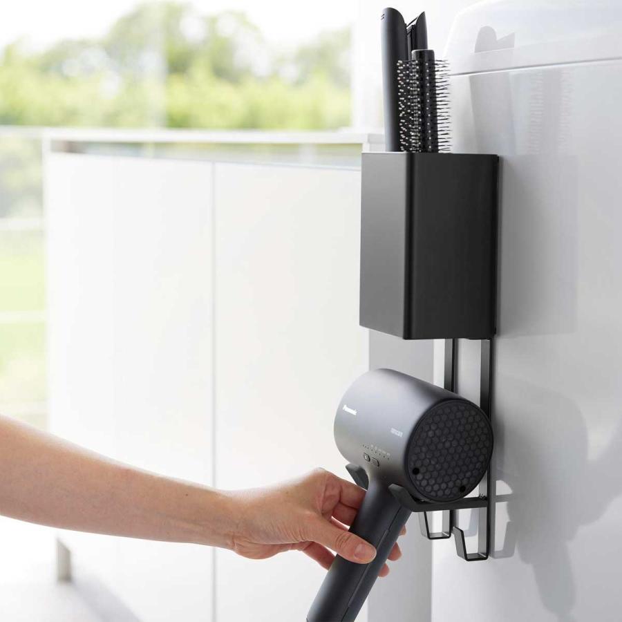 ドライヤーホルダー 山崎実業 正規品 tower タワー マグネットドライヤー&ヘアーアイロンホルダー ドライヤー収納ラック  10548 ブラック | tower
