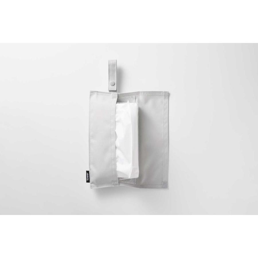 ティッシュケース 山崎実業 正規品 tower タワー くず入れ付き折りたためる携帯ティッシュケース ティッシュカバー  10735 ライトグレー | tower | 07