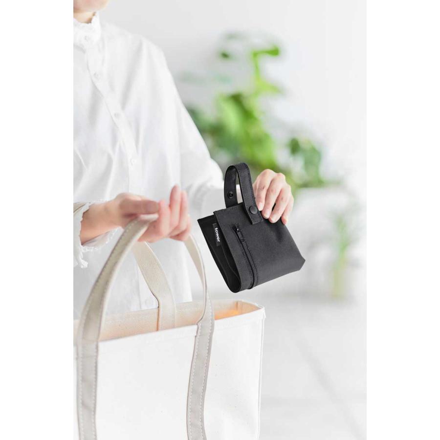 ティッシュケース 山崎実業 正規品 tower タワー くず入れ付き折りたためる携帯ティッシュケース ティッシュカバー  10735 ブラック | tower | 02