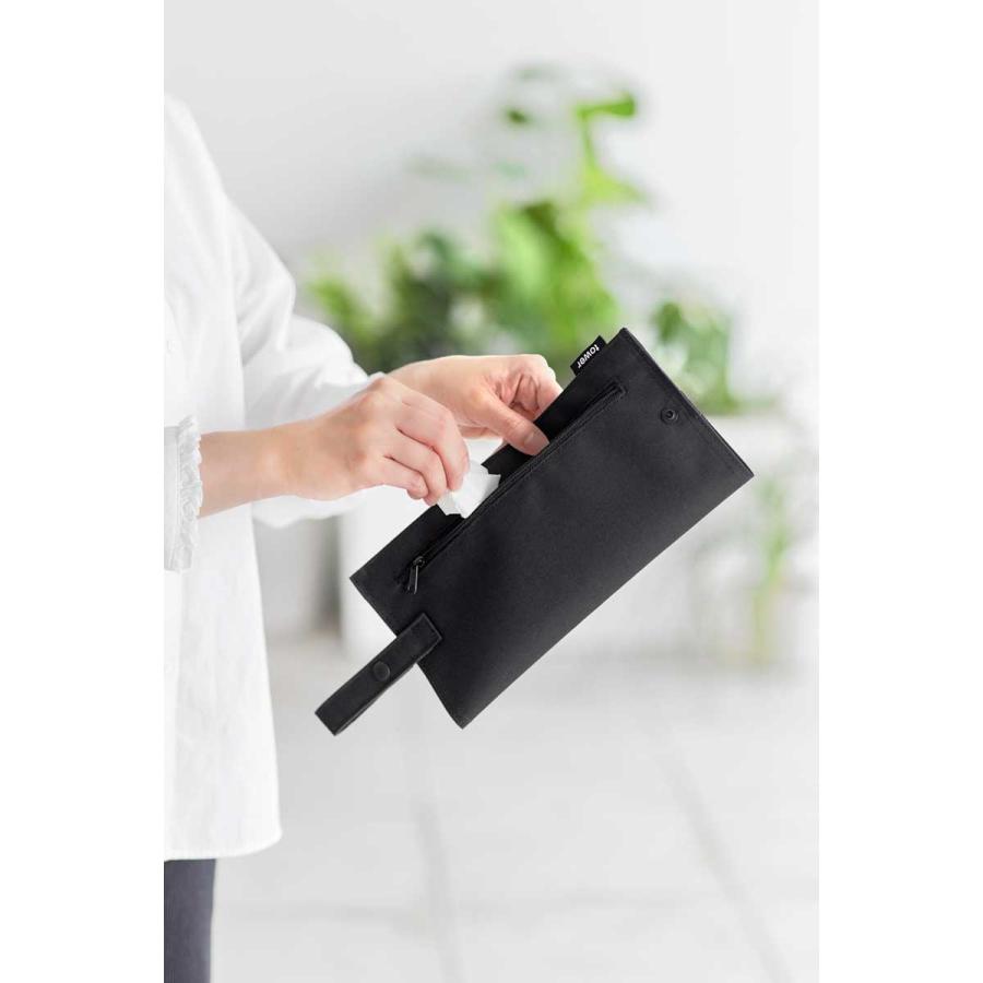 ティッシュケース 山崎実業 正規品 tower タワー くず入れ付き折りたためる携帯ティッシュケース ティッシュカバー  10735 ブラック | tower | 03