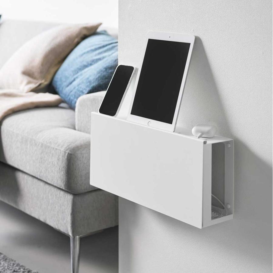 ケーブル収納ケース 山崎実業 正規品 tower タワー コンセントごと隠せる壁付けケーブルラック ケーブルボックス 配線整理  10785 ホワイト | tower