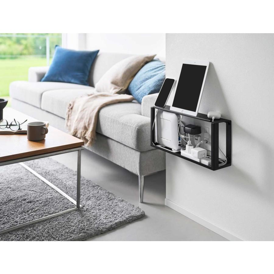ケーブル収納ケース 山崎実業 正規品 tower タワー コンセントごと隠せる壁付けケーブルラック ケーブルボックス 配線整理  10786 ブラック | tower | 02