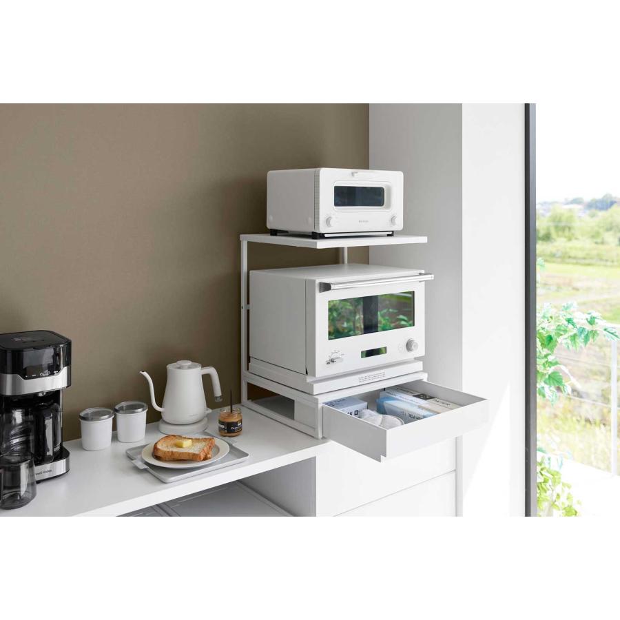 家電下ラック 山崎実業 正規品 tower タワー 引き出し付きキッチン家電下ラック 2段 キッチンラック 収納用品  10654 ホワイト | tower | 02