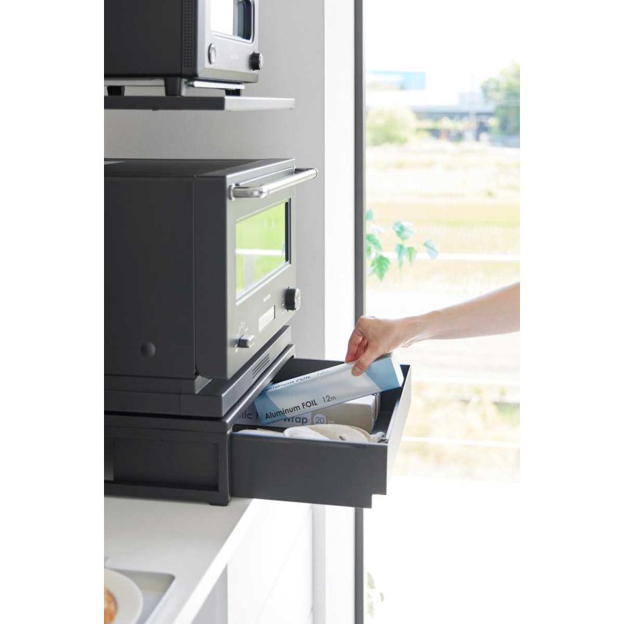 家電下ラック 山崎実業 正規品 tower タワー 引き出し付きキッチン家電下ラック 2段 キッチンラック 収納用品  10655 ブラック | tower | 04