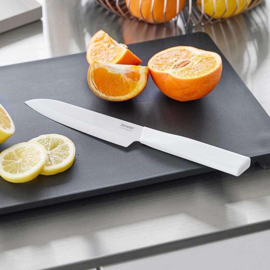 包丁 山崎実業 正規品 tower タワー セラミックナイフ ペティ 13cm キッチンナイフ  10119 ホワイト | tower