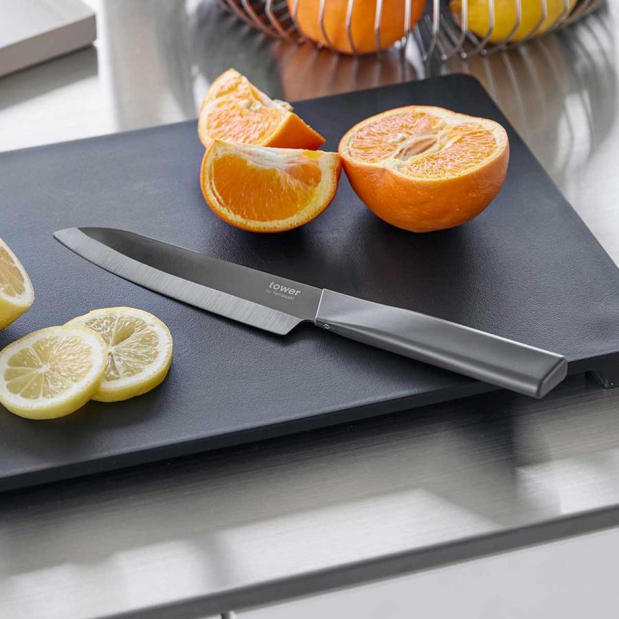 包丁 山崎実業 正規品 tower タワー セラミックナイフ ペティ 13cm キッチンナイフ  10120 ブラック | tower