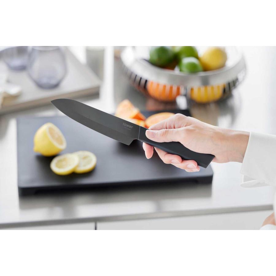 包丁 山崎実業 正規品 tower タワー セラミックナイフ ペティ 13cm キッチンナイフ  10120 ブラック | tower | 04