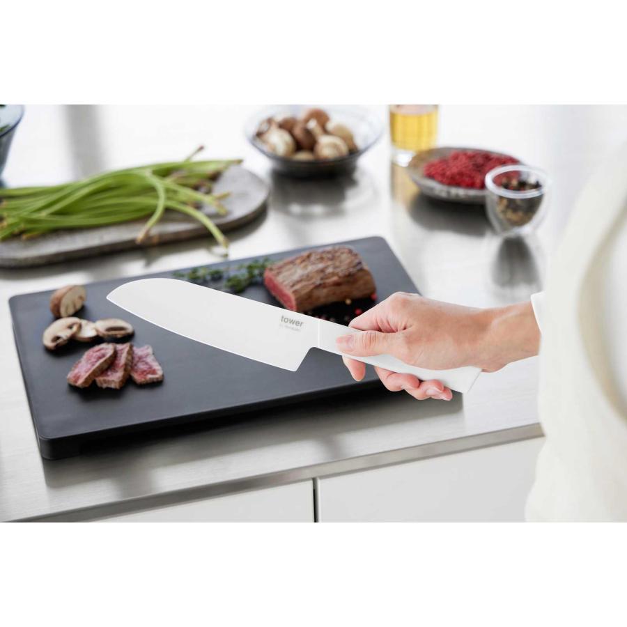 包丁 山崎実業 正規品 tower タワー セラミックナイフ 三徳 16.5cm キッチンナイフ  10121 ホワイト | tower | 04