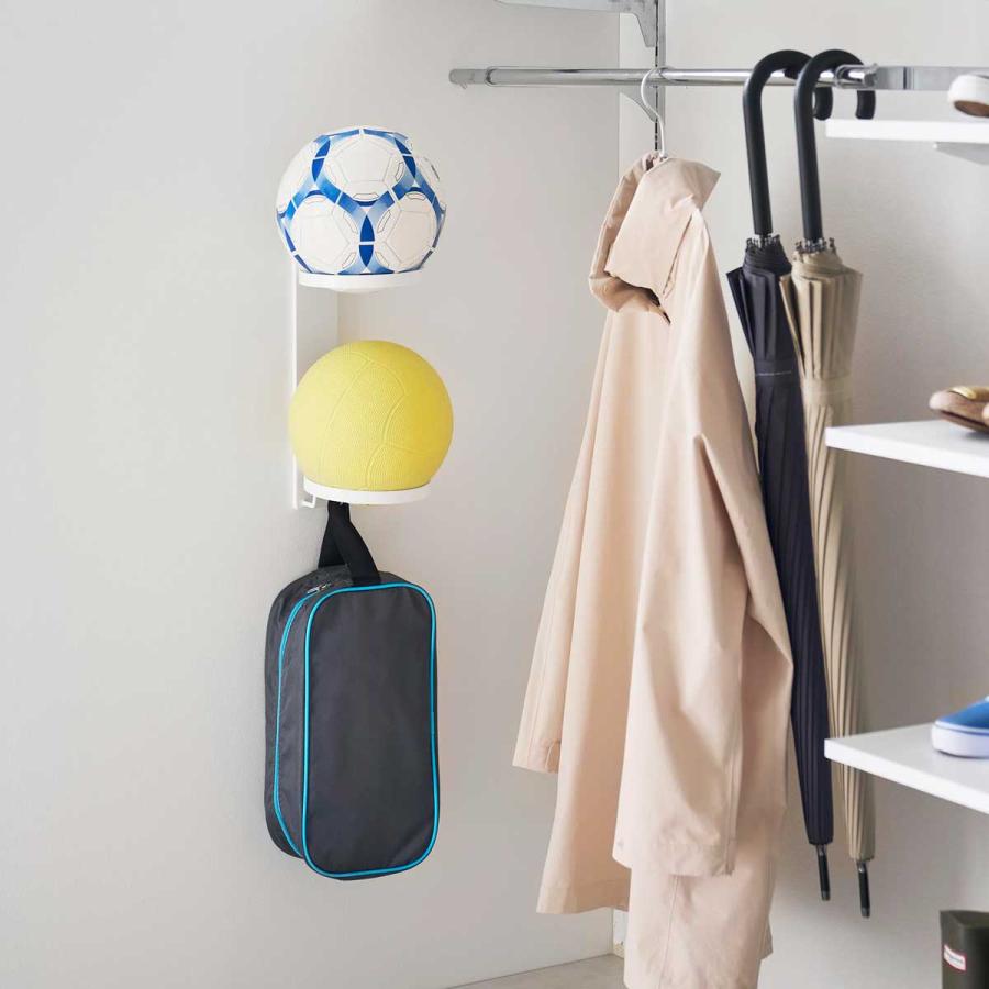 ボールスタンド 山崎実業 正規品 tower タワー 壁付けボール収納 2段 ボール収納  10348 ホワイト | tower