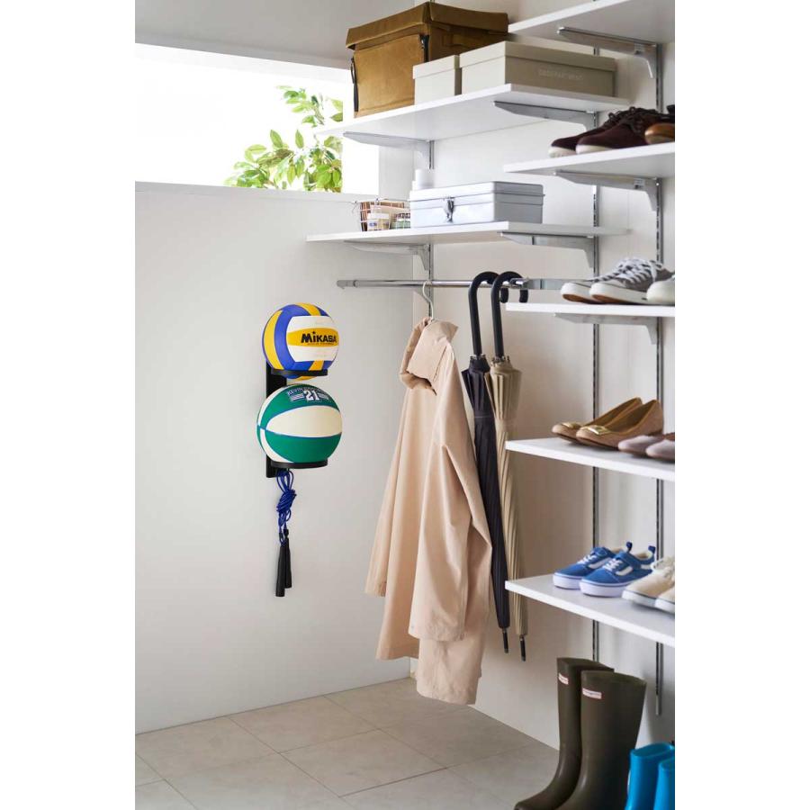 ボールスタンド 山崎実業 正規品 tower タワー 壁付けボール収納 2段 ボール収納  10349 ブラック | tower | 02