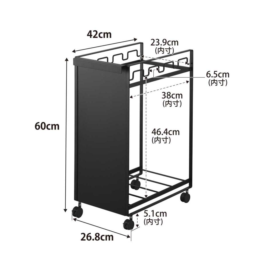 ゴミ箱 山崎実業 正規品 tower タワー 目隠し分別ダストワゴン 4分別 ダストボックス ごみ箱 正規販売店 10619 ブラック | tower | 06