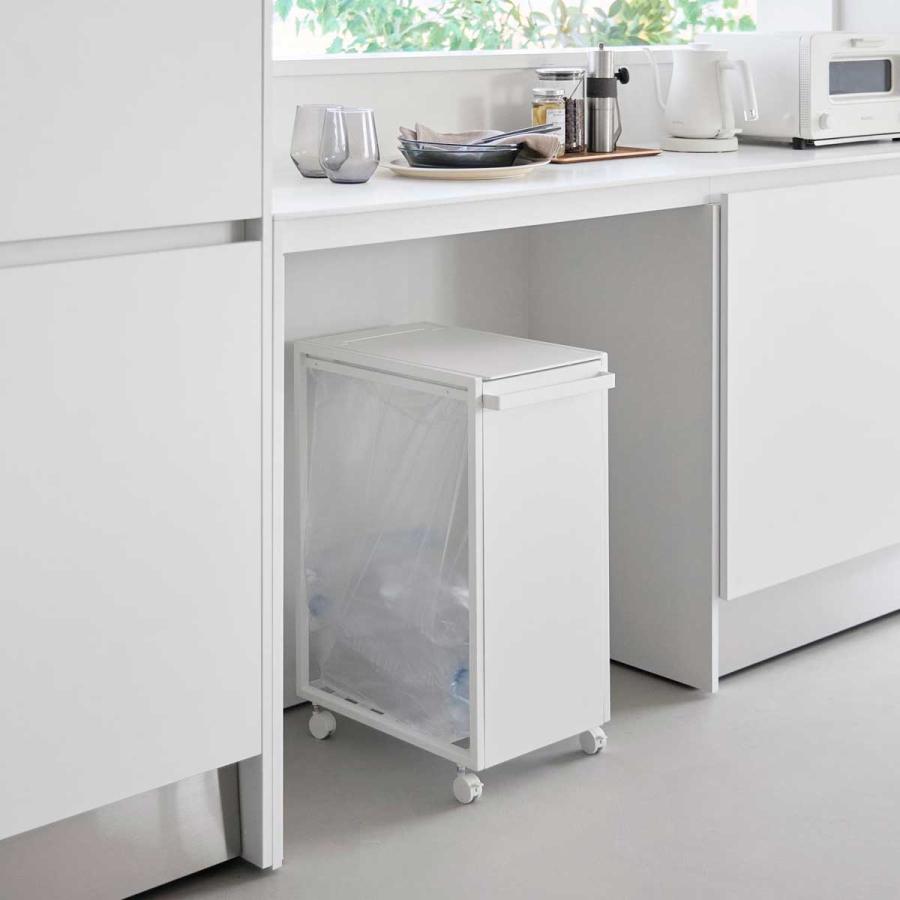 ゴミ箱 山崎実業 正規品 tower タワー スリム蓋付き目隠しダストワゴン 45L ダストボックス ごみ箱 正規販売店 10639 ホワイト | tower