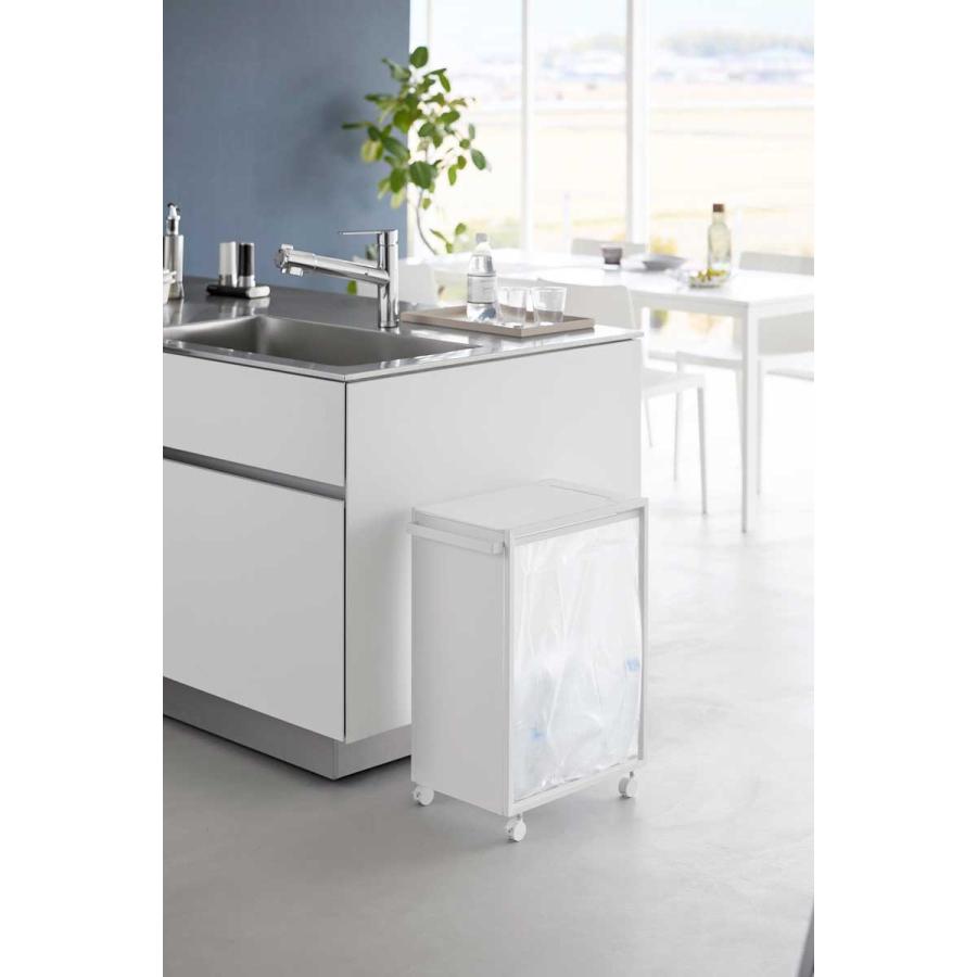 ゴミ箱 山崎実業 正規品 tower タワー スリム蓋付き目隠しダストワゴン 45L ダストボックス ごみ箱 正規販売店 10639 ホワイト | tower | 02