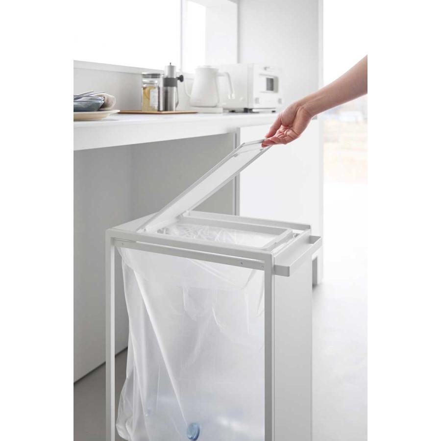 ゴミ箱 山崎実業 正規品 tower タワー スリム蓋付き目隠しダストワゴン 45L ダストボックス ごみ箱 正規販売店 10639 ホワイト | tower | 03
