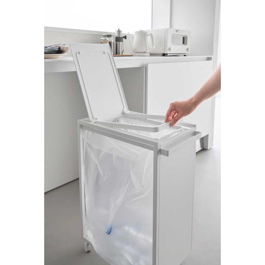 ゴミ箱 山崎実業 正規品 tower タワー スリム蓋付き目隠しダストワゴン 45L ダストボックス ごみ箱 正規販売店 10639 ホワイト | tower | 04