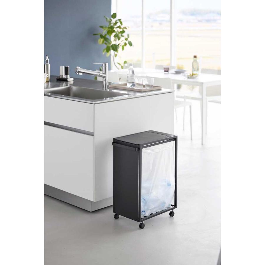 ゴミ箱 山崎実業 正規品 tower タワー スリム蓋付き目隠しダストワゴン 45L ダストボックス ごみ箱 正規販売店 10640 ブラック | tower | 02