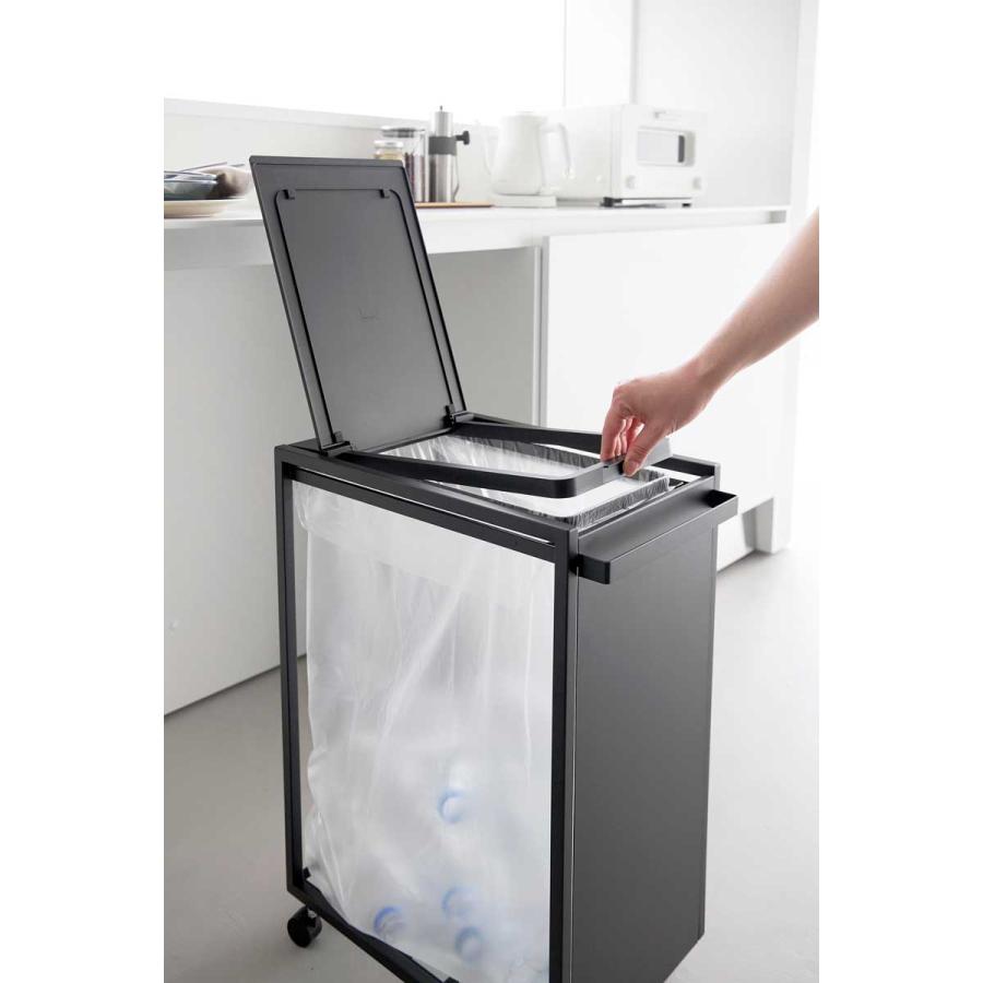 ゴミ箱 山崎実業 正規品 tower タワー スリム蓋付き目隠しダストワゴン 45L ダストボックス ごみ箱 正規販売店 10640 ブラック | tower | 04