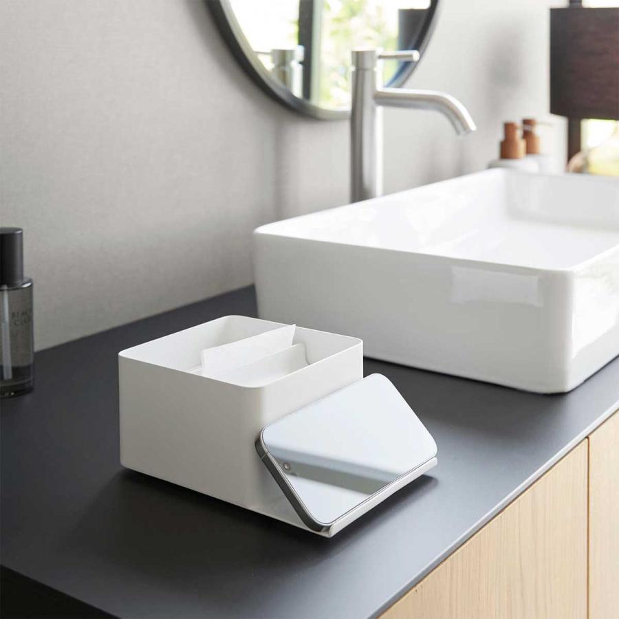 ティッシュケース 山崎実業 正規品 tower タワー スマホスタンド付きハーフティッシュケース ティッシュカバー 正規販売店 10707 ホワイト | tower