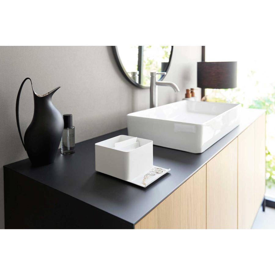 ティッシュケース 山崎実業 正規品 tower タワー スマホスタンド付きハーフティッシュケース ティッシュカバー 正規販売店 10707 ホワイト | tower | 02