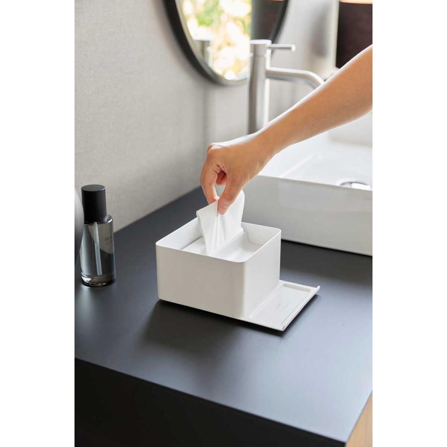 ティッシュケース 山崎実業 正規品 tower タワー スマホスタンド付きハーフティッシュケース ティッシュカバー 正規販売店 10707 ホワイト | tower | 03