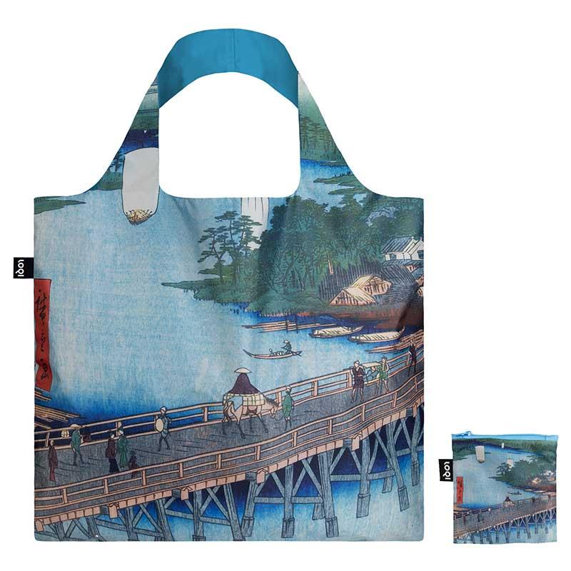 折りたたみトートバッグ 正規品 LOQI ローキー Recycled Bag エコバッグ 大きめ トート 収納ポーチ 浮世絵師 歌川広重/千住の大はし | LOQI | 01