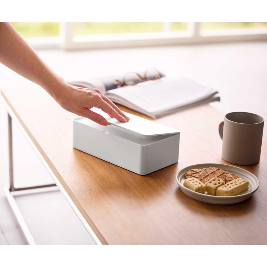 ティッシュケース 山崎実業 正規品 tower タワー コンパクト蓋付きティッシュケース ティッシュカバー 正規販売店 10537 ホワイト | tower | 03