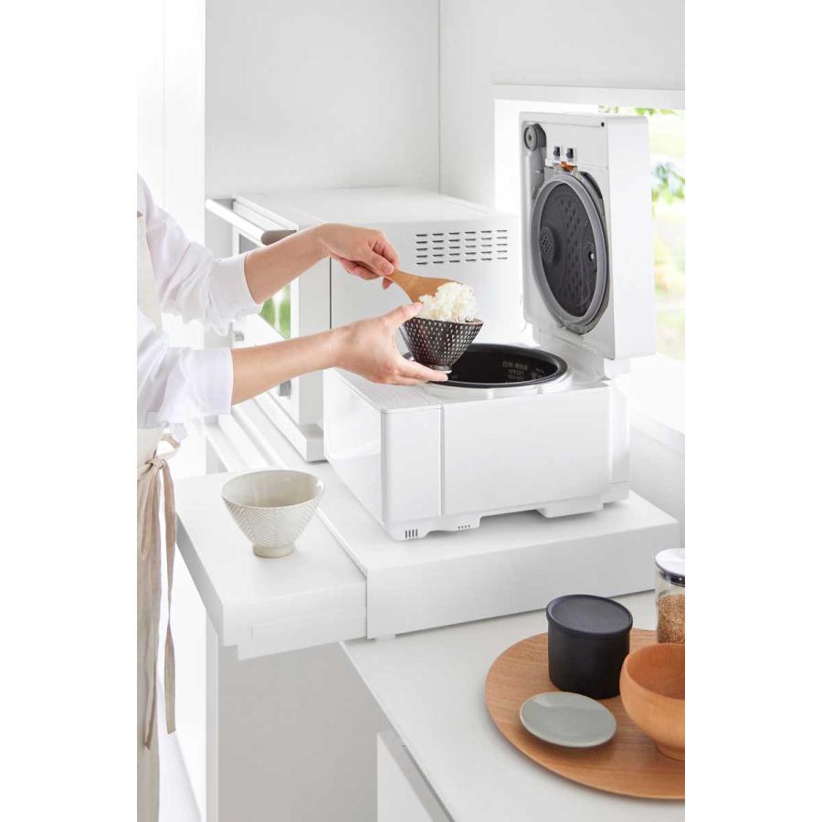 家電下ラック 山崎実業 正規品 tower タワー リバーシブルキッチン家電下スライドテーブル＆引き出し W80 キッチンラック 収納用品 正規販売店 10693 ホワイト | tower | 06