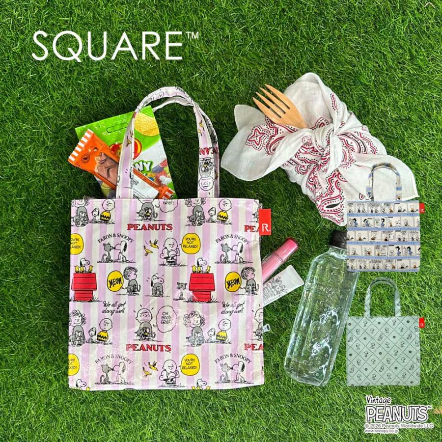 スヌーピーバッグ 正規品 ROOTOTE ルートート IP.スクエア.ラミ.ピーナッツ-1H スヌーピーグッズ トートバッグ SQUARE 8517 ハグ | ROOTOTE | 01