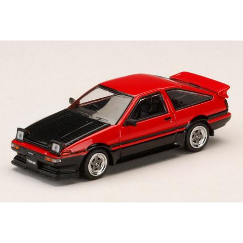 HJ64 1/64 トヨタ スプリンター トレノ GT APEX (AE86) 後期型 JDM Style カーボンボンネット レッド/ブラック (HJ647052RB) | 