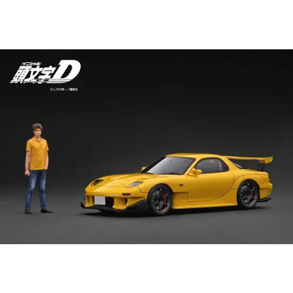 ignition_model 1/18 INITIAL D Mazda RX-7 (FD3S) Yellow With Mr. Keisuke Takahashi (IG3800) | ignition model