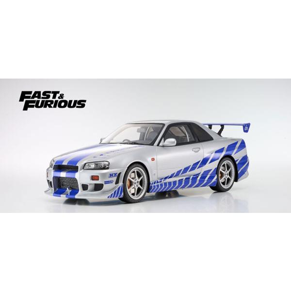 京商オリジナル 1/12 日産 スカイライン R34 GT-R 2001 "Fast & Furious"  (シルバー/ブルーストライプ)  (KSR12007A) | 京商