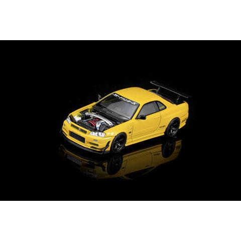 MOTORHELIX 1/64 Nissan Skyline GT-R (R34) Customized Lightning Yellow w/GT Aero Kit (M63475) |  | 03